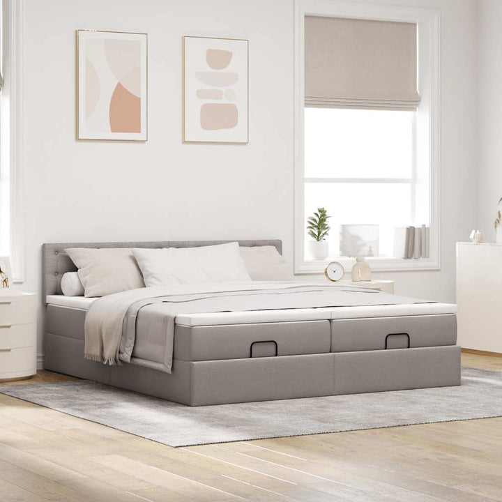 osmannisk sengeramme med madrasser 180x200 cm stof gråbrun