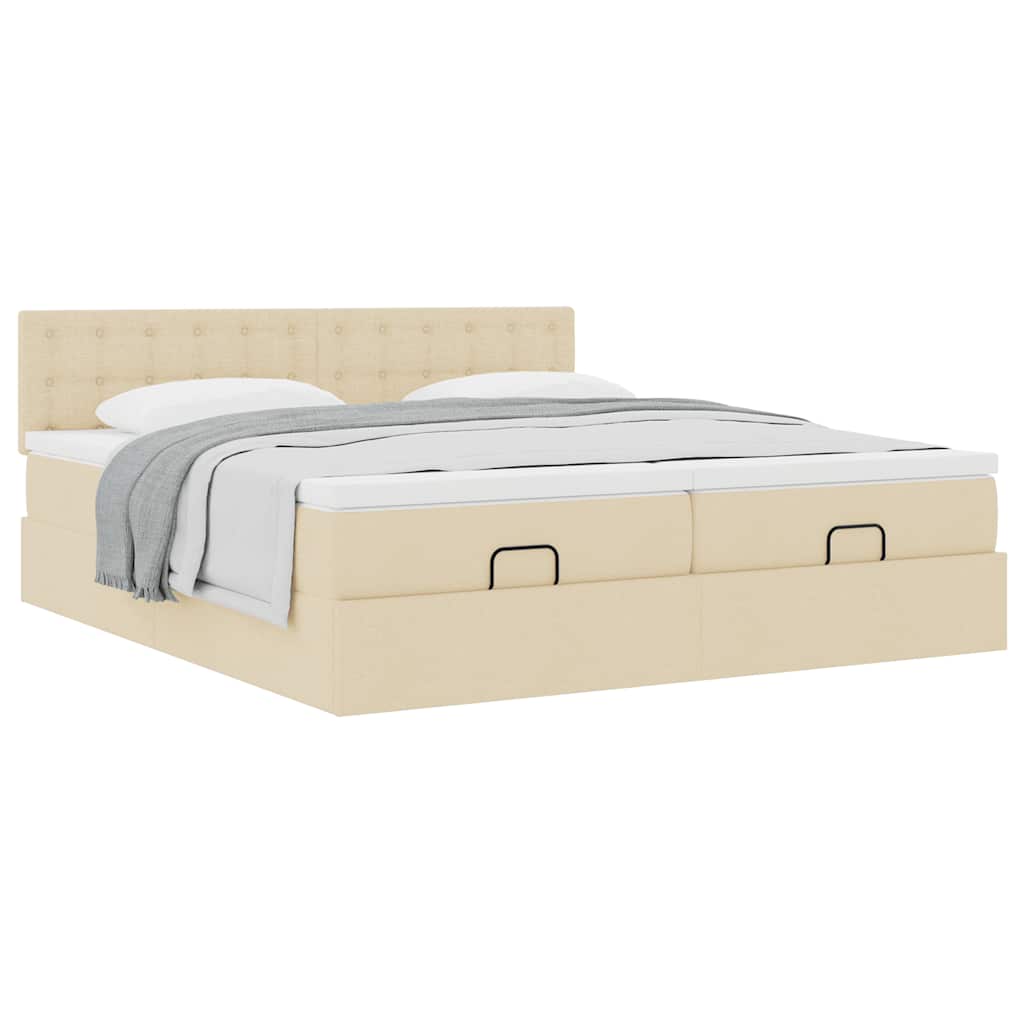 osmannisk sengeramme med madrasser 180x200 cm stof cremefarvet