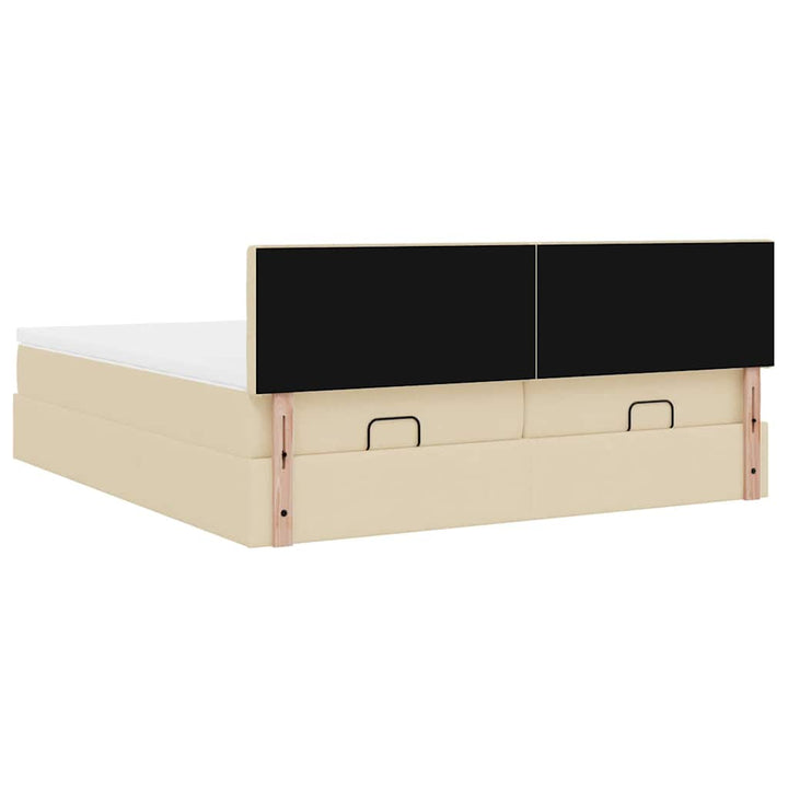 osmannisk sengeramme med madrasser 180x200 cm stof cremefarvet
