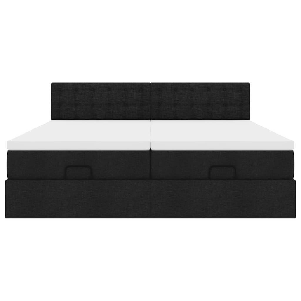 osmannisk sengeramme med madrasser 200x200 cm stof sort