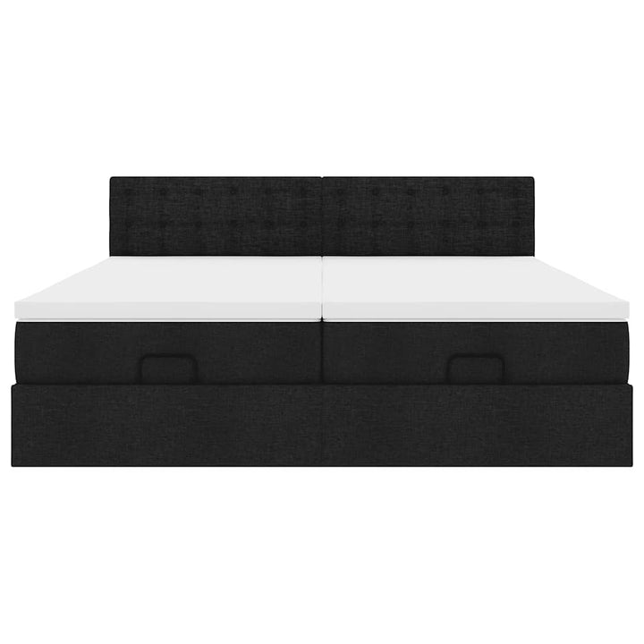 osmannisk sengeramme med madrasser 200x200 cm stof sort
