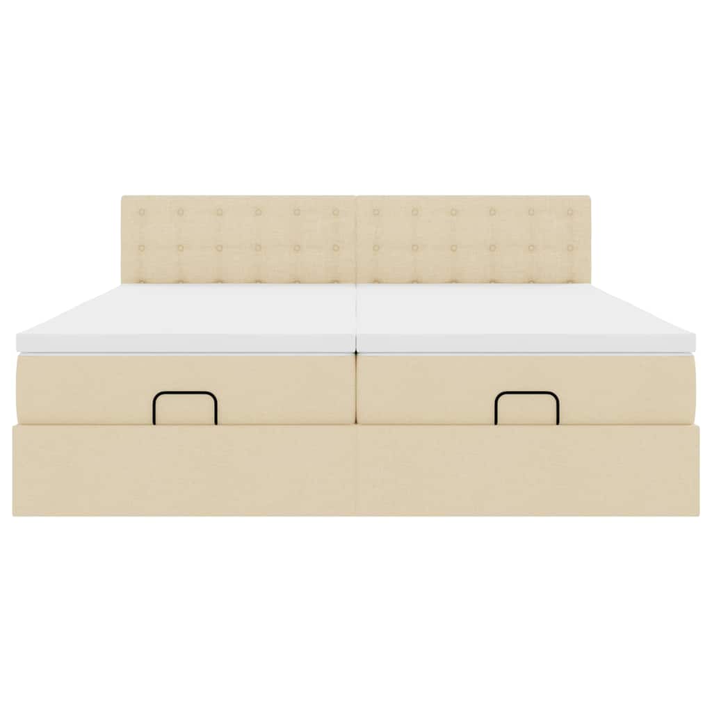 osmannisk sengeramme med madrasser 200x200 cm stof cremefarvet