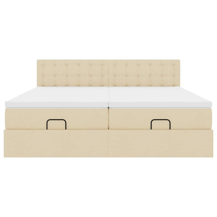 osmannisk sengeramme med madrasser 200x200 cm stof cremefarvet