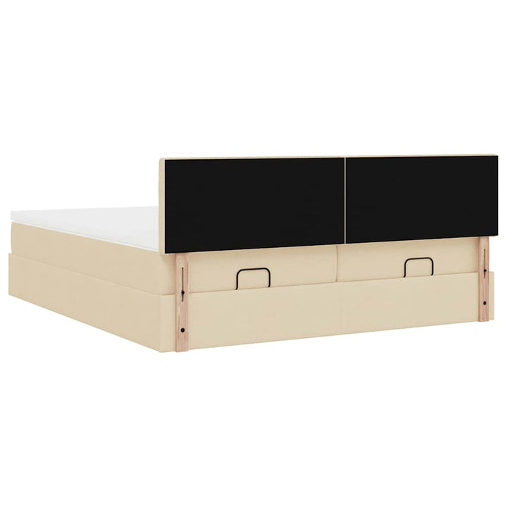 osmannisk sengeramme med madrasser 200x200 cm stof cremefarvet