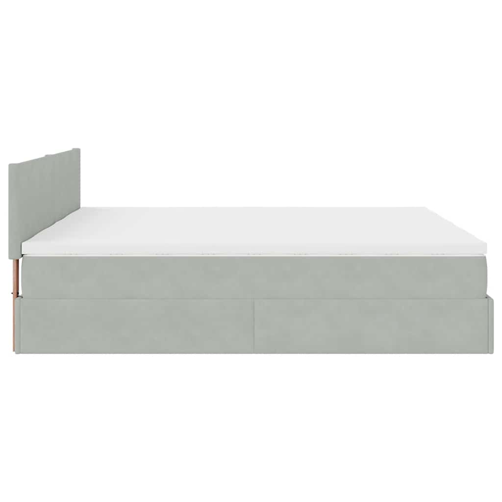 osmannisk sengeramme med madrasser 200x200 cm fløjl lysegrå
