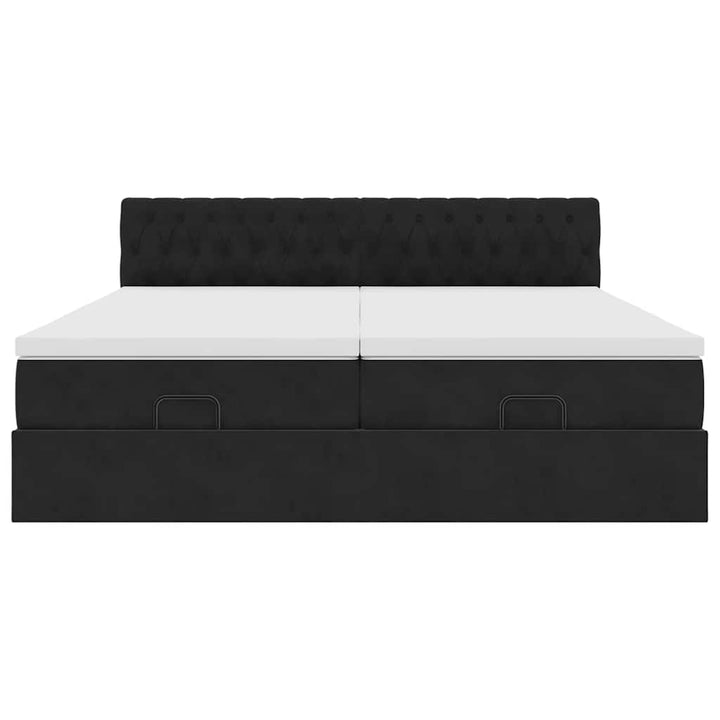 osmannisk sengeramme med madrasser 200x200 cm fløjl sort