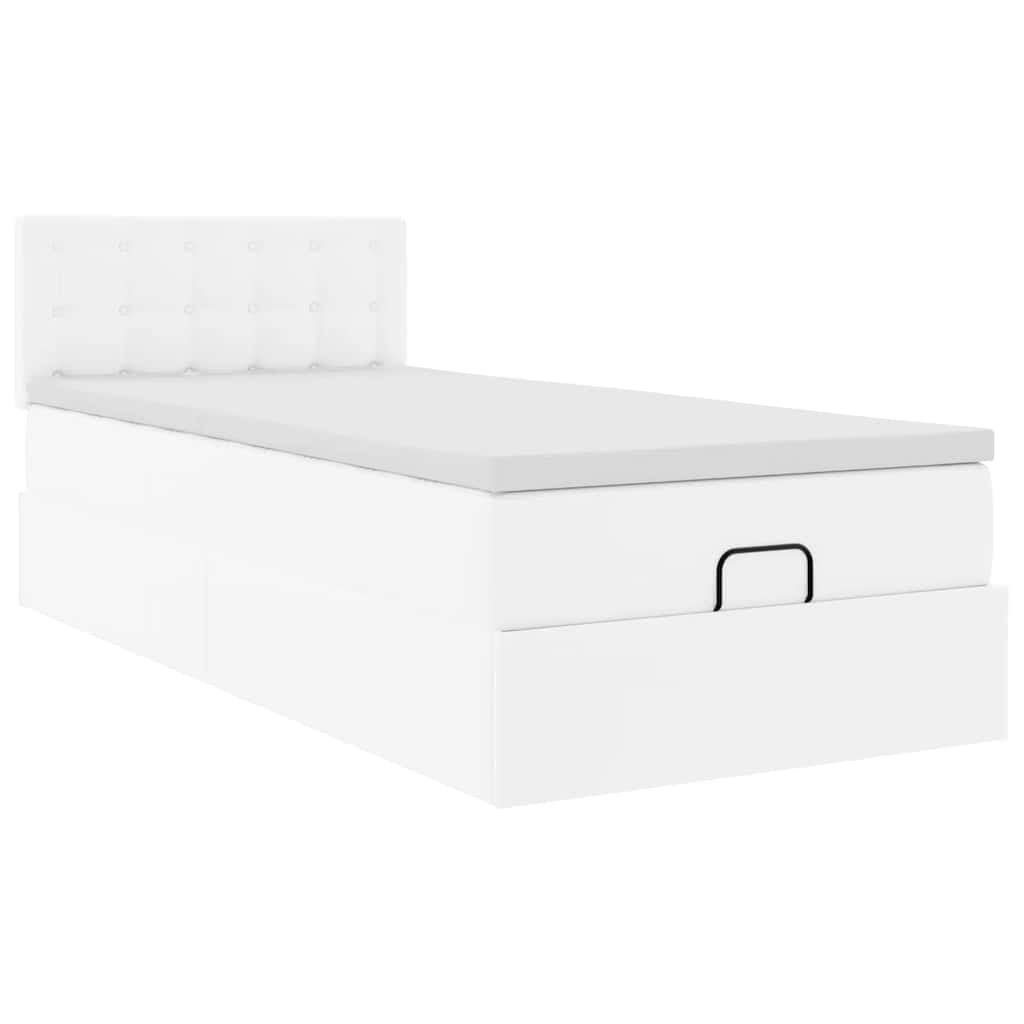 osmannisk sengeramme med madras 90x190 cm kunstlæder hvid