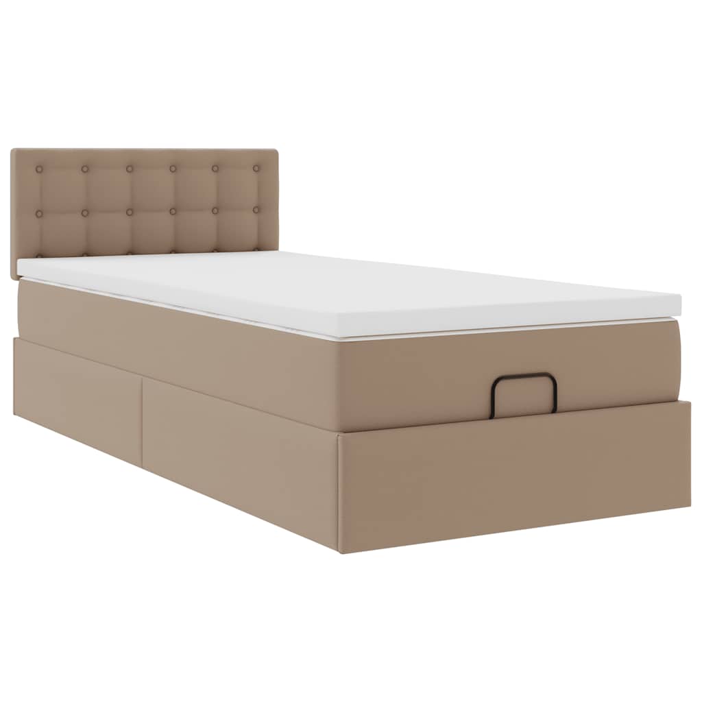 osmannisk sengeramme med madras 90x190 cm kunstlæder cappuccino