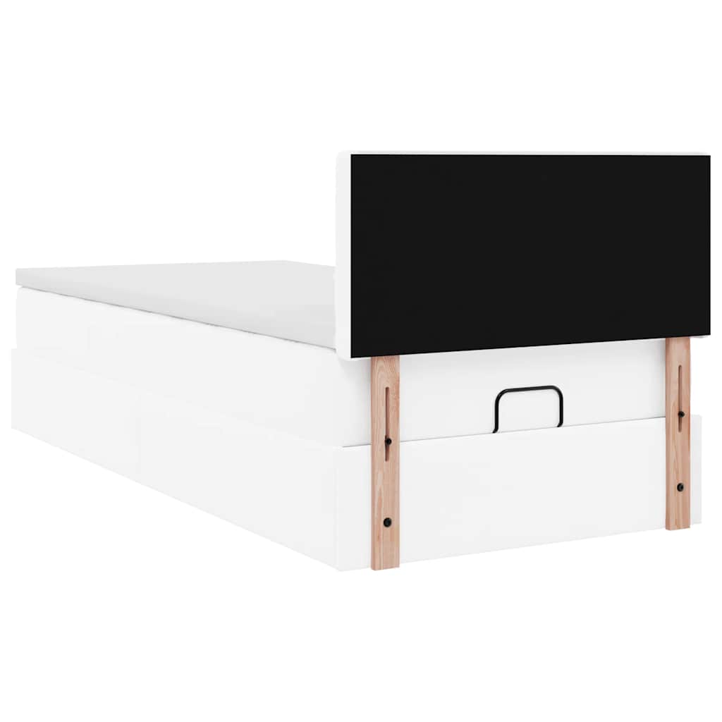 osmannisk sengeramme med madras 90x200 cm kunstlæder hvid