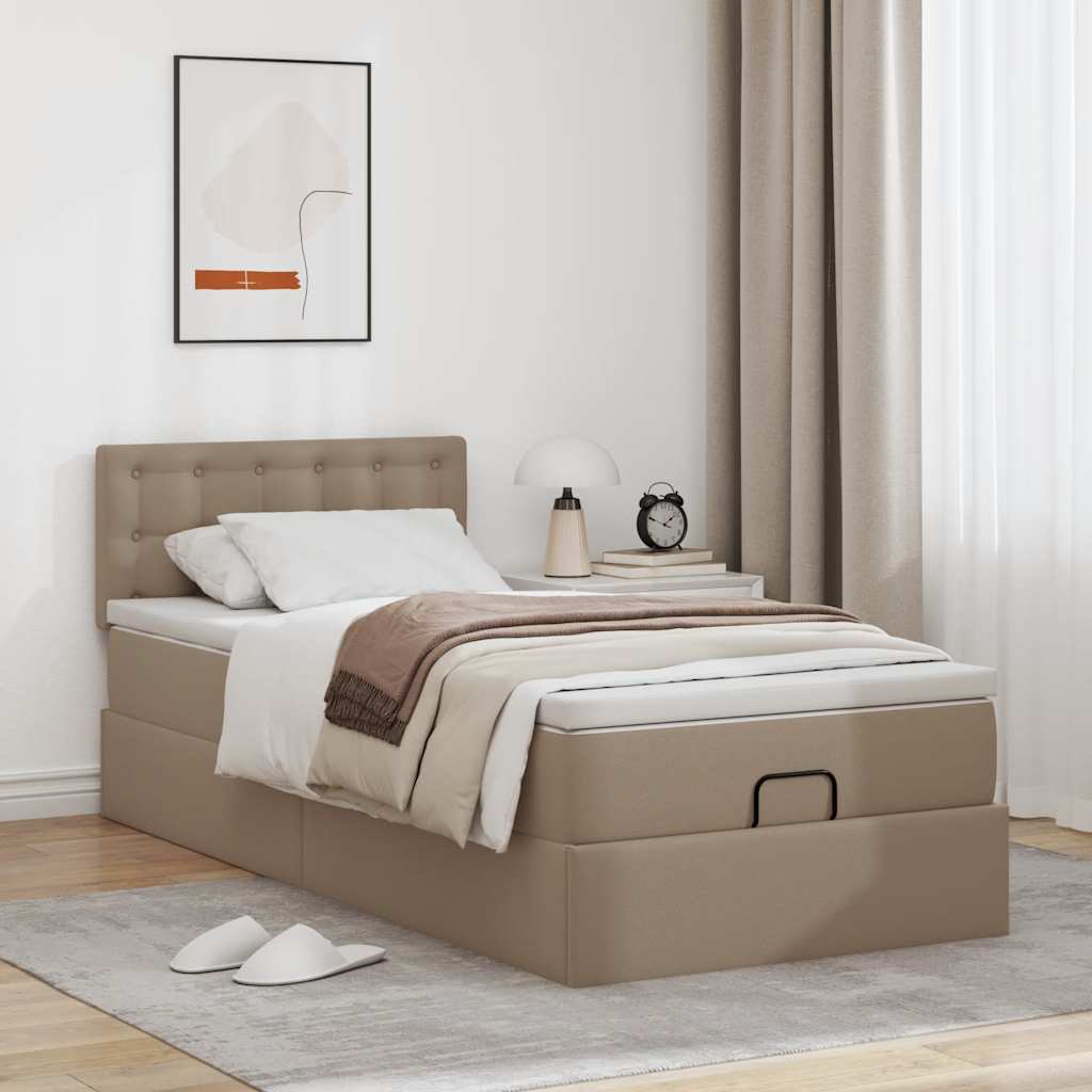 osmannisk sengeramme med madras 90x200 cm kunstlæder cappuccino