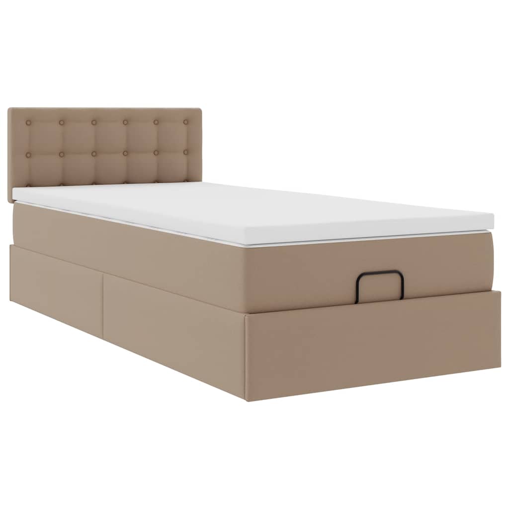 osmannisk sengeramme med madras 90x200 cm kunstlæder cappuccino
