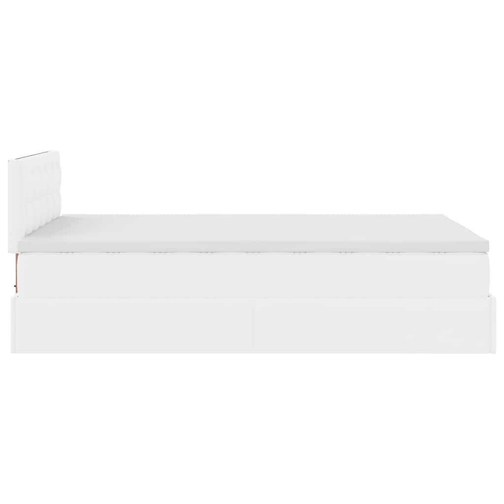 osmannisk seng med madrasser & LEDs 120x190 cm kunstlæder hvid