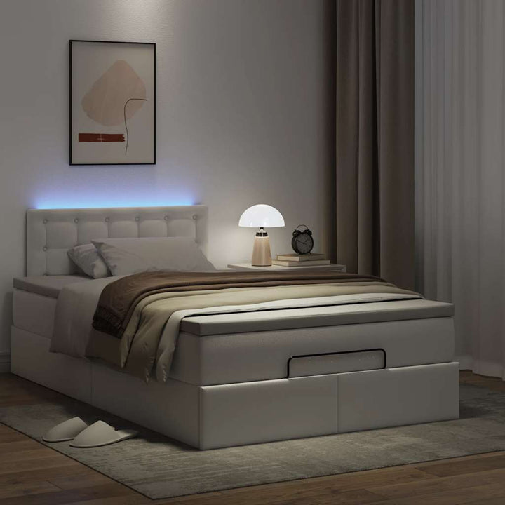 osmannisk sengeramme med madras 120x200 cm kunstlæder hvid