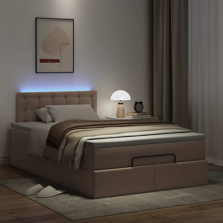 osmannisk sengeramme med madras 120x200cm kunstlæder cappuccino