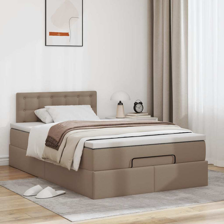 osmannisk sengeramme med madras 120x200cm kunstlæder cappuccino