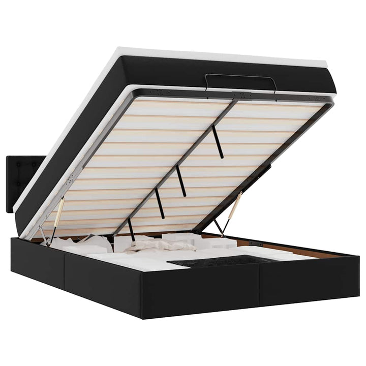 osmannisk seng med madrasser & LEDs 140x190 cm kunstlæder sort