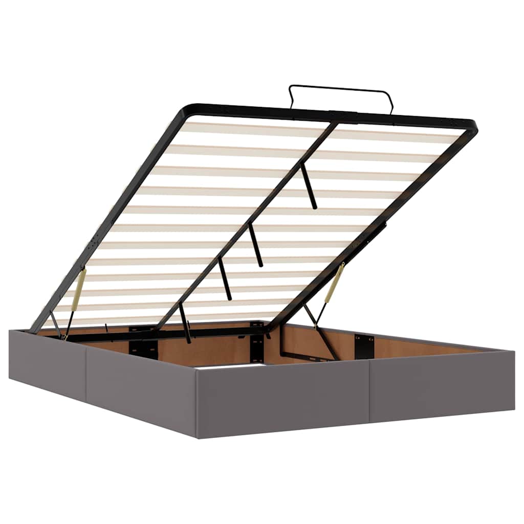 osmannisk seng med madrasser & LEDs 140x190 cm kunstlæder grå