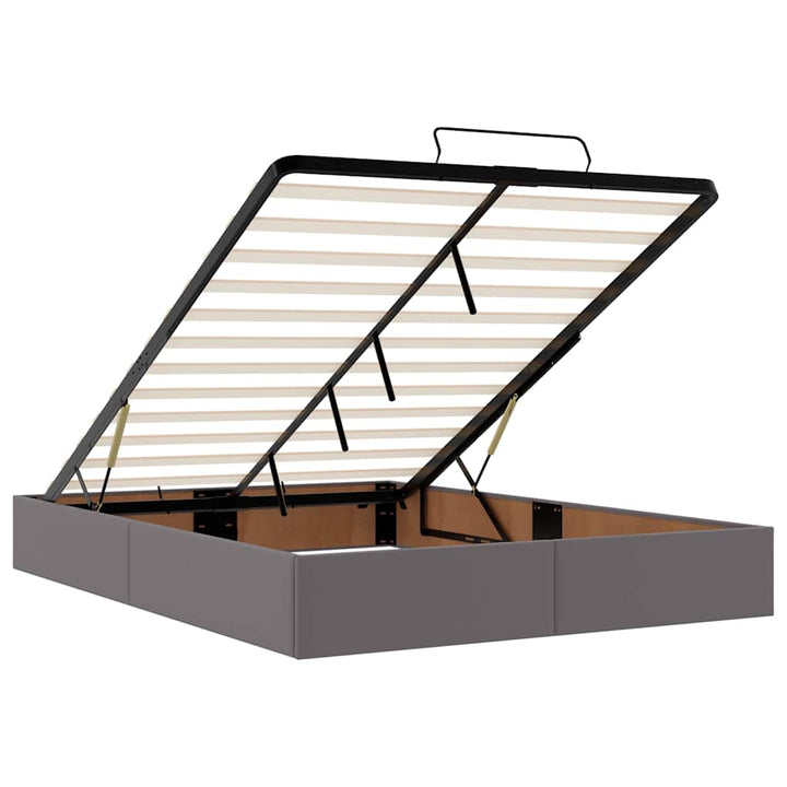 osmannisk seng med madrasser & LEDs 140x190 cm kunstlæder grå