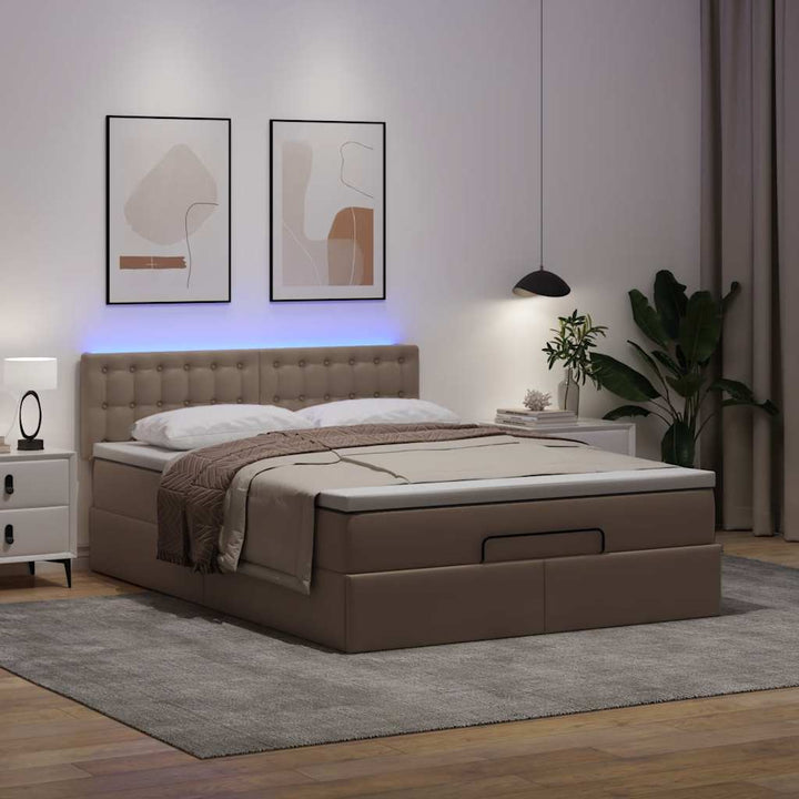 osmannisk seng med madrasser & LEDs 140x190 cm kunstlæder