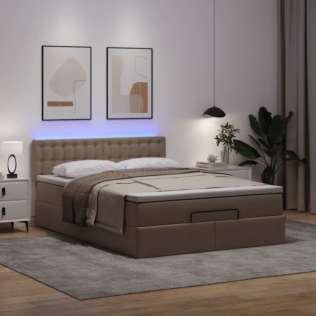 osmannisk seng med madrasser & LEDs 140x200 cm kunstlæder