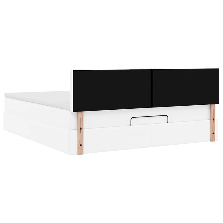 osmannisk seng med madrasser & LEDs 180x200 cm kunstlæder hvid