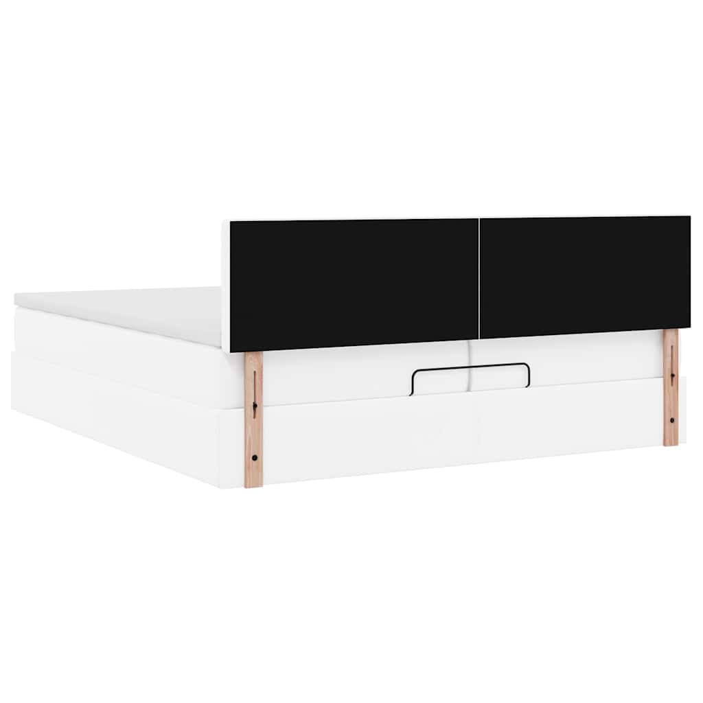 osmannisk sengeramme med madras 200x200 cm kunstlæder hvid