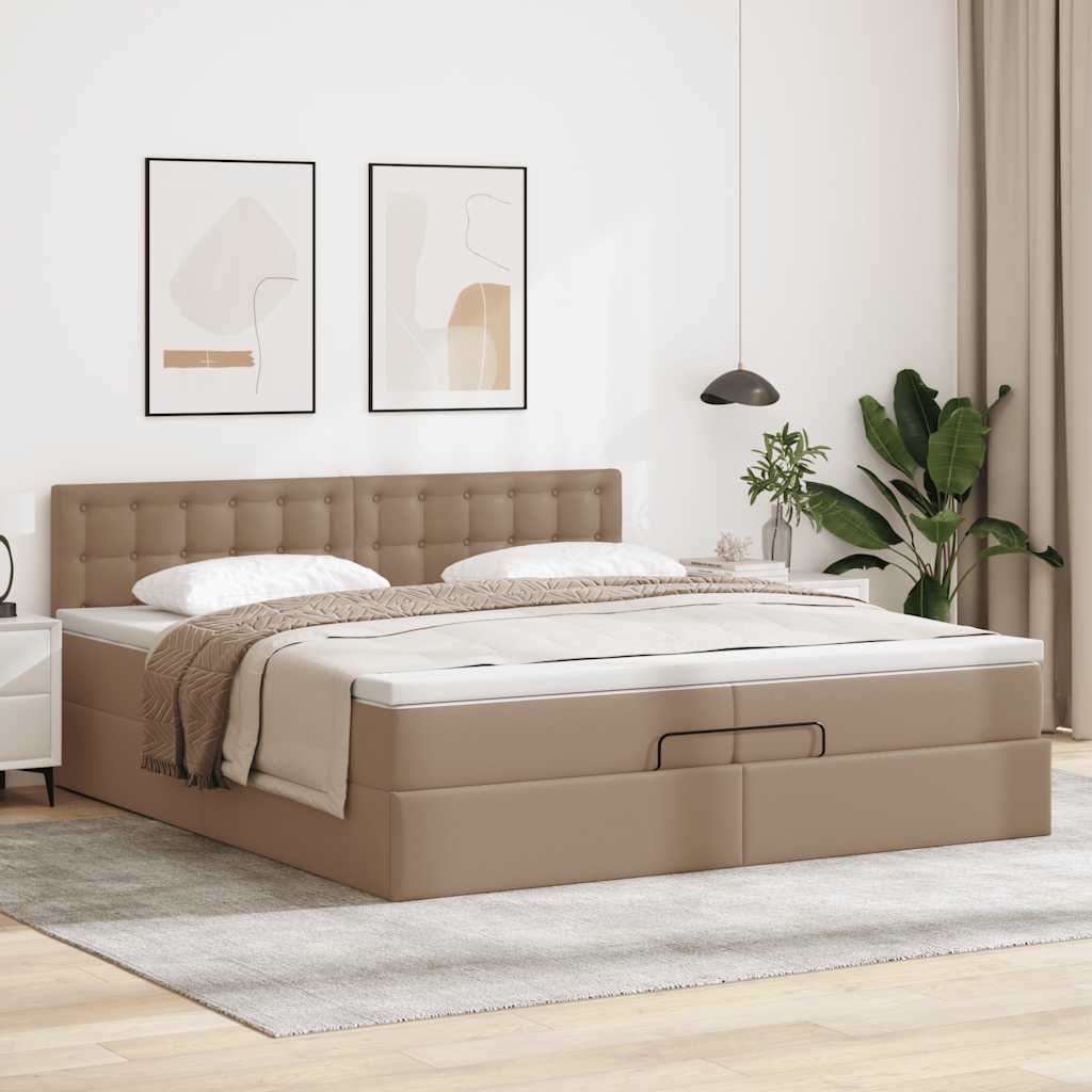 osmannisk sengeramme med madras 200x200 cm kunstlæder