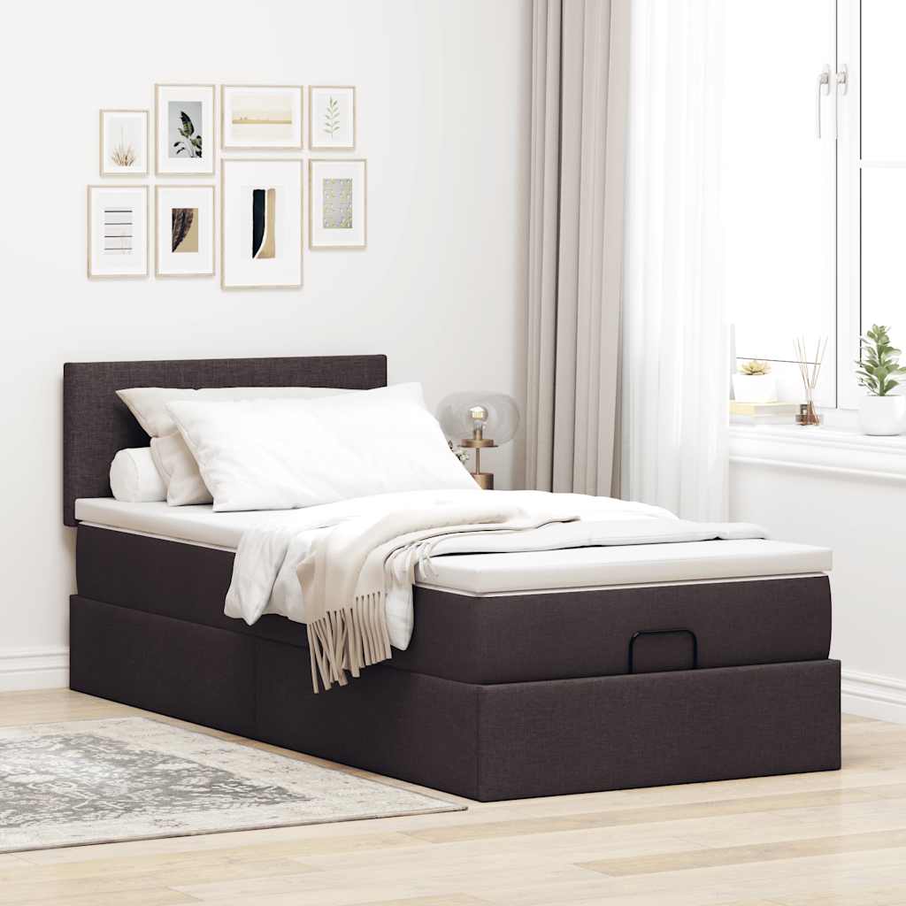 osmannisk sengeramme med madras 80x200 cm stof mørkebrun