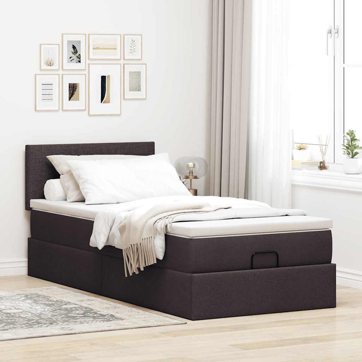 osmannisk sengeramme med madras 80x200 cm stof mørkebrun