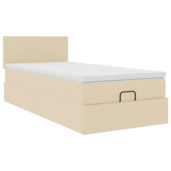 osmannisk sengeramme med madras 80x200 cm stof cremefarvet