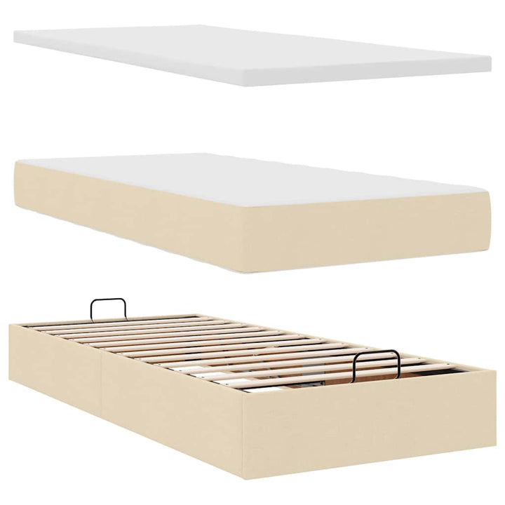 osmannisk sengeramme med madras 80x200 cm stof cremefarvet