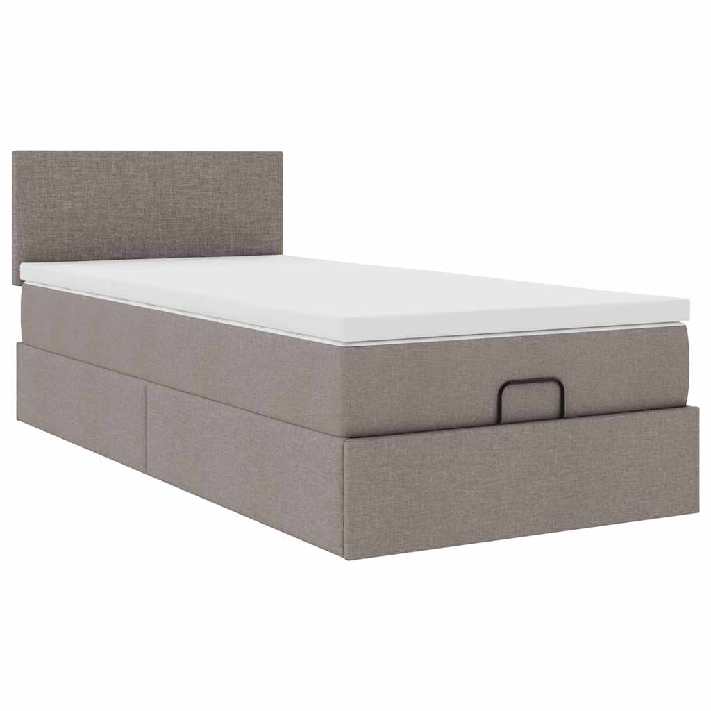 osmannisk sengeramme med madras 90x190 cm stof gråbrun