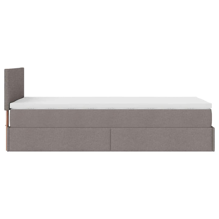 ottoman seng med madras 100x200 cm stof gråbrun
