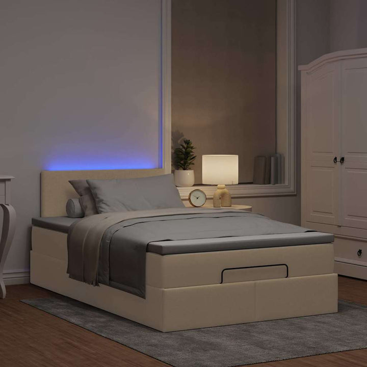 osmannisk sengeramme med madras 120x200 cm stof cremefarvet