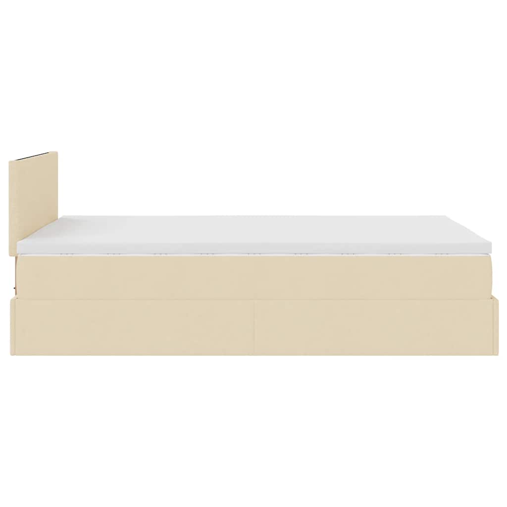 osmannisk sengeramme med madras 120x200 cm stof cremefarvet
