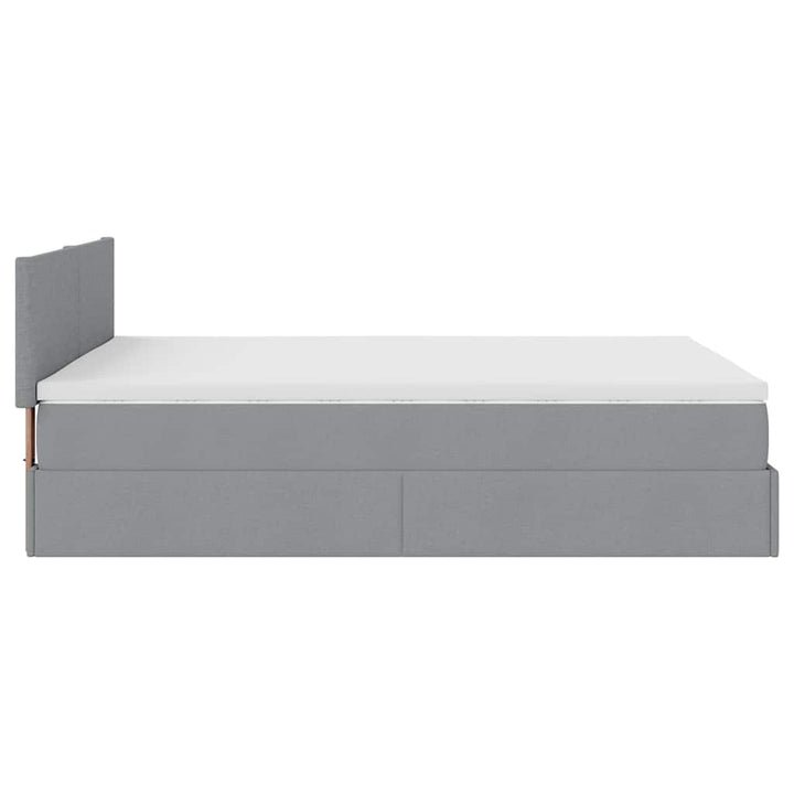 ottoman seng med madras & LEDs 140x190 cm stof lysegrå