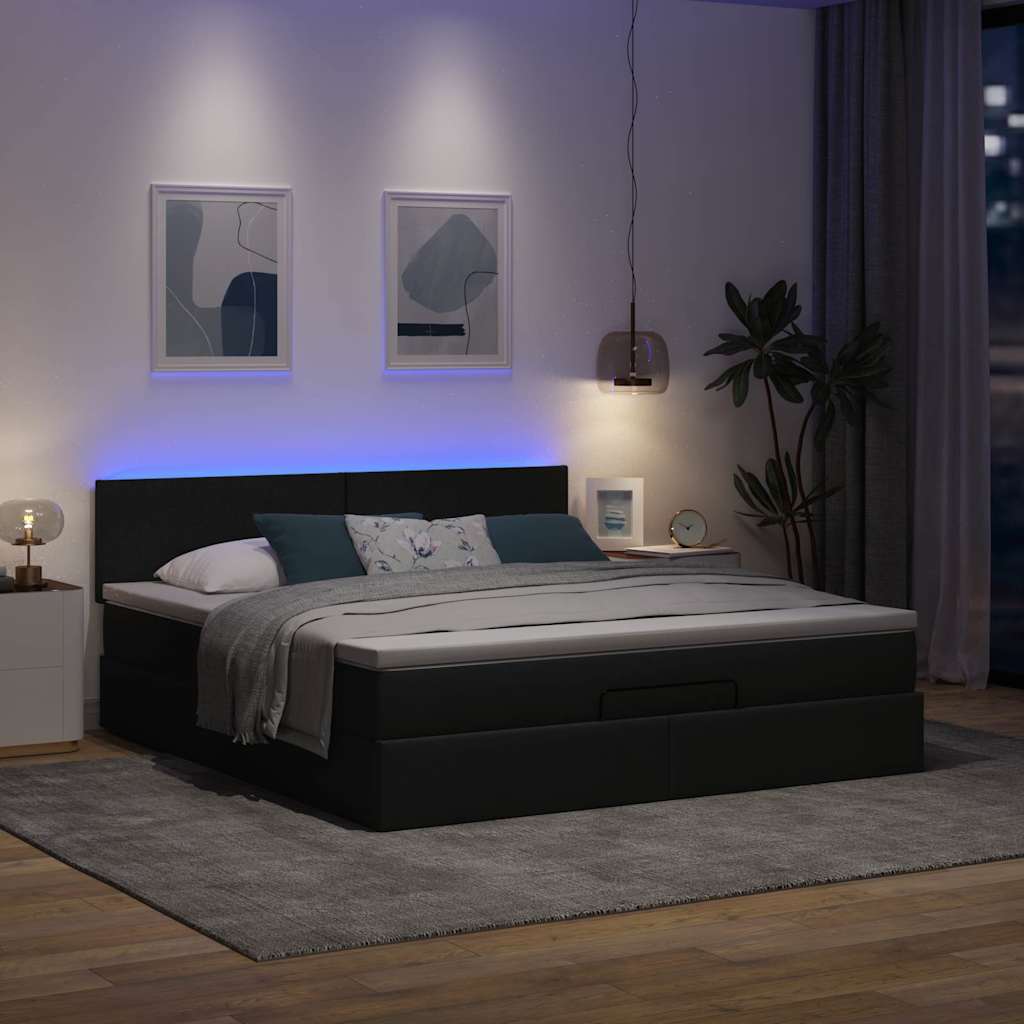 osmannisk sengeramme med madras 160x200 cm stof mørkegrå