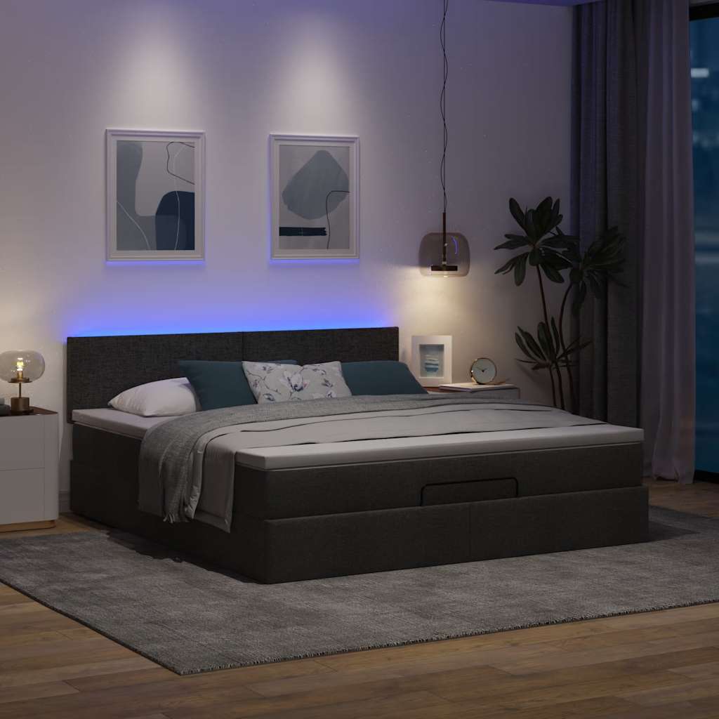 osmannisk sengeramme med madras 160x200 cm stof sort