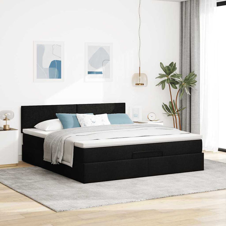 osmannisk sengeramme med madras 160x200 cm stof sort