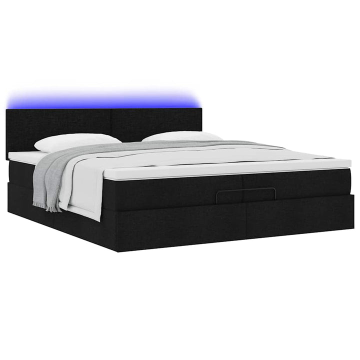 osmannisk sengeramme med madrasser 200x200 cm stof sort