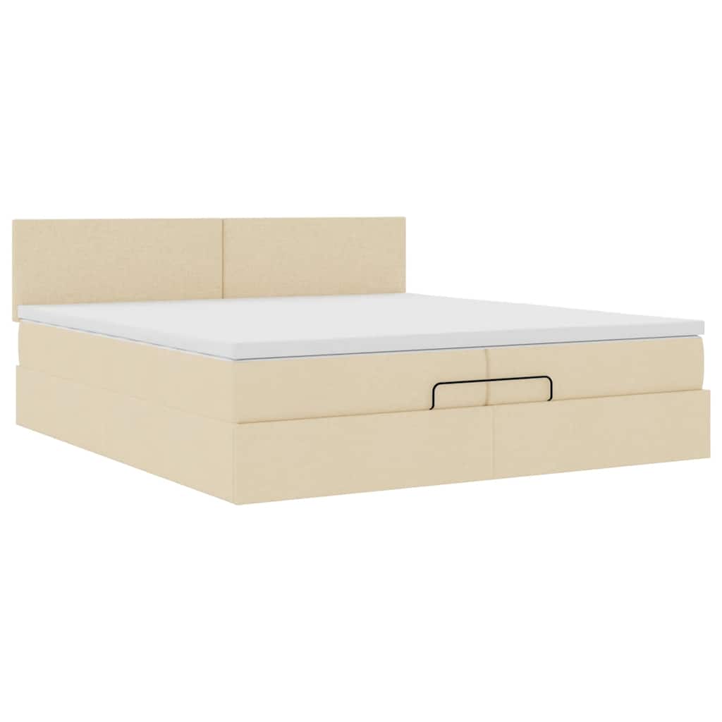 osmannisk sengeramme med madrasser 200x200 cm stof cremefarvet