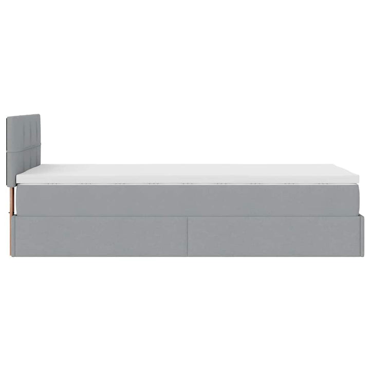 ottoman seng med madras & LEDs 90x200 cm stof lysegrå
