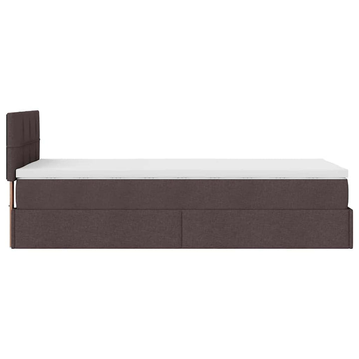 ottoman seng med madras & LEDs 90x200 cm stof mørkebrun