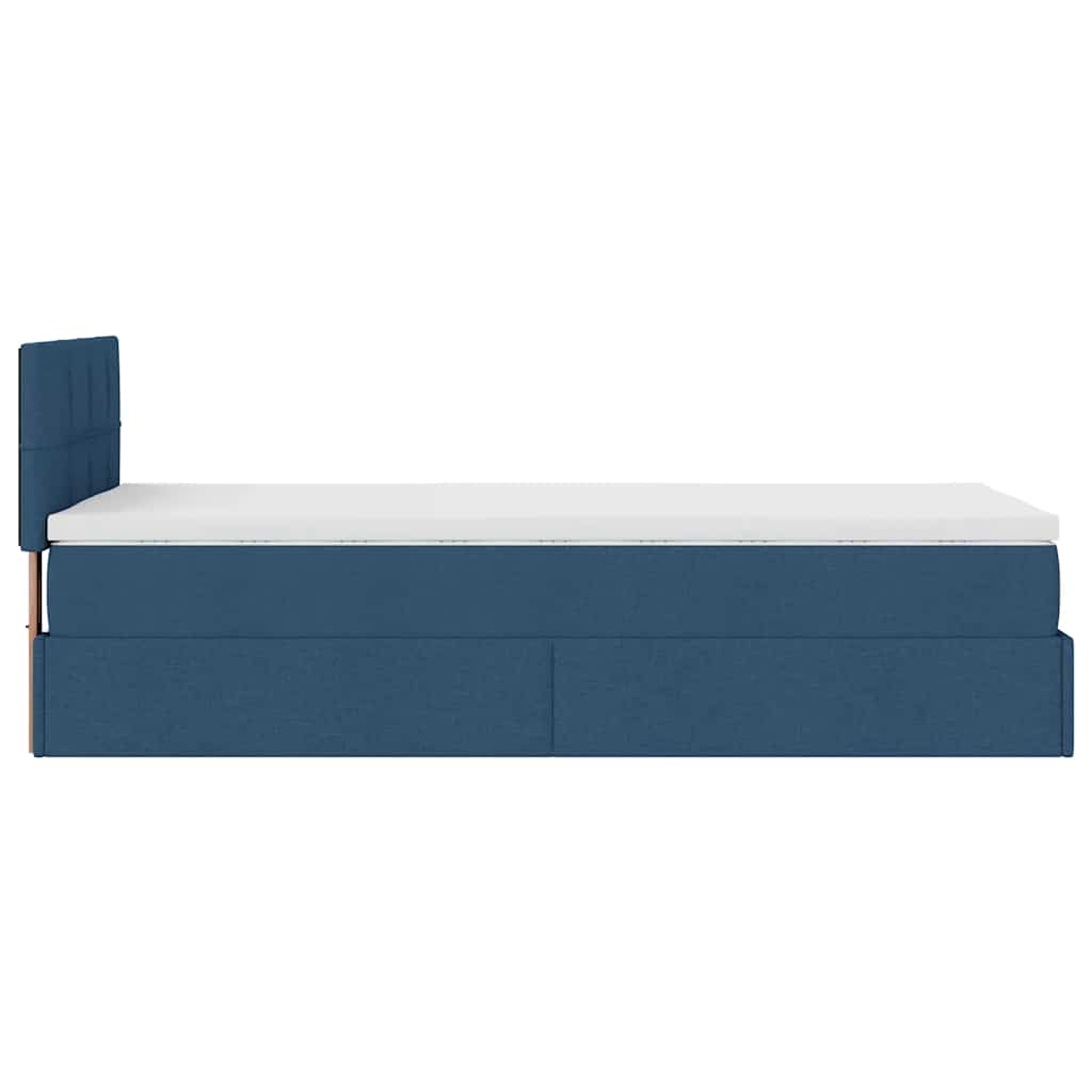 Ottoman seng med madras & LEDs Blå 90x200 cm Stof