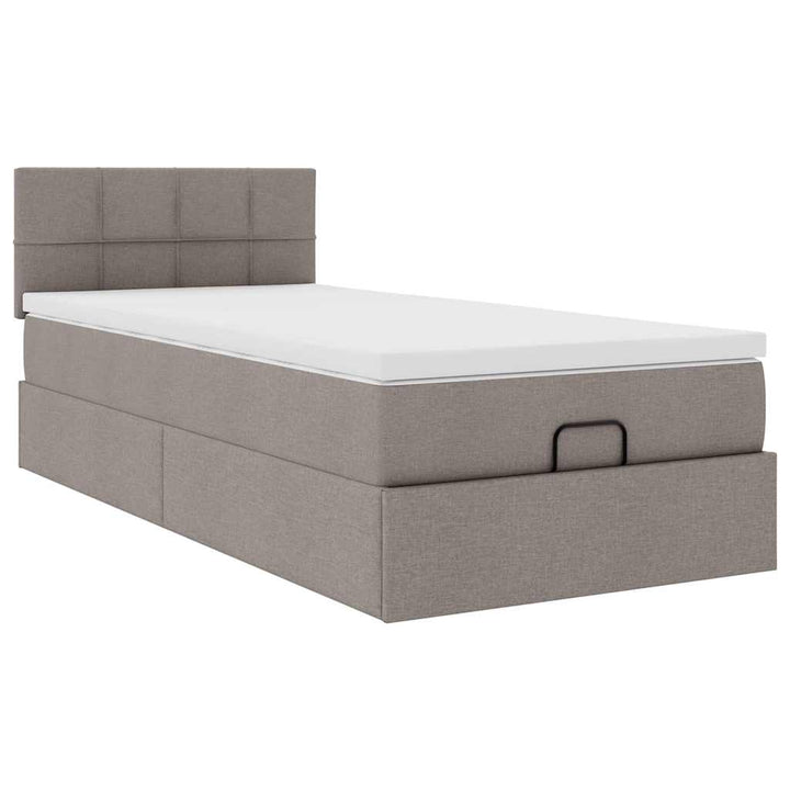 ottoman seng med madras 100x200 cm stof gråbrun