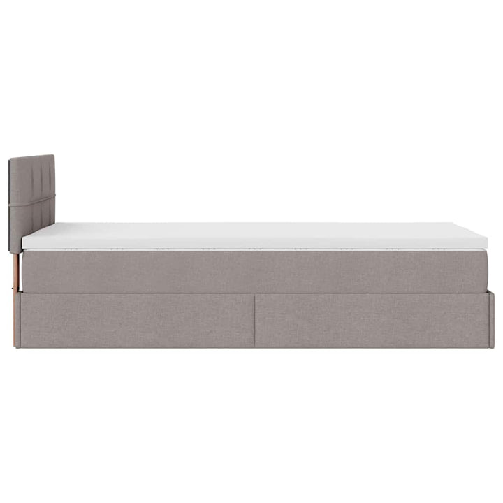 ottoman seng med madras 100x200 cm stof gråbrun