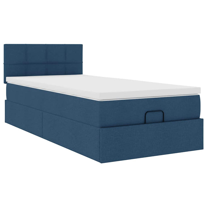 Ottoman seng med madras & LEDs Blå 100x200 cm Stof
