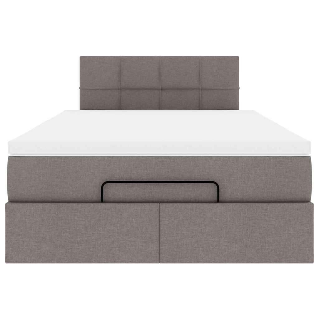 ottoman seng med madras & LEDs 120x190cm stof gråbrun