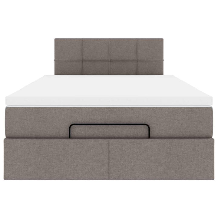 ottoman seng med madras & LEDs 120x190cm stof gråbrun