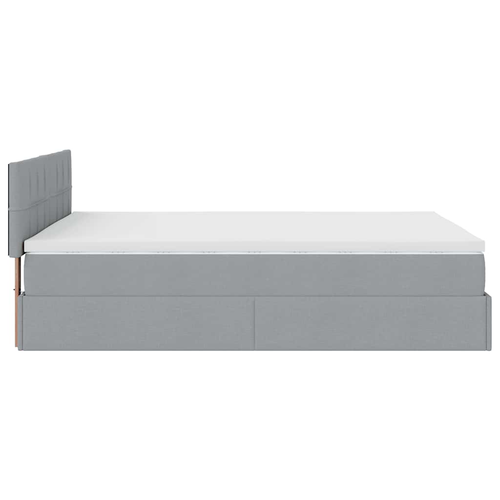 ottoman seng med madras & LEDs 140x190 cm stof lysegrå